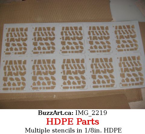 Multiple stencils in 1/8in. HDPE
